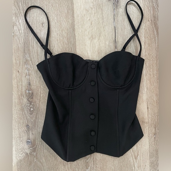 Rumored Black Button-Up Corset Top Cami Y2K - Picture 3 of 5
